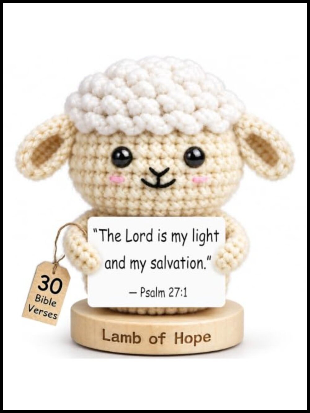Handmade Crochet Lamb Desk Decor with 30 Bible Verse Prayer Cards Christian Gift